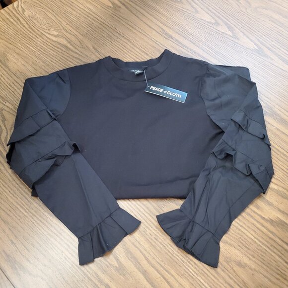 BNWT Peace of Cloth Bridgette Hi-Lo w/Ruffle Sleeve - Mixed Media Sz Small - Picture 7 of 7